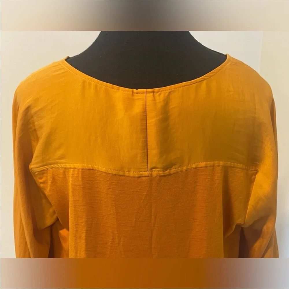 Never Worn! Anthropologie Dolan Golden Embroidered Blouse Oversized - Picture 6 of 10